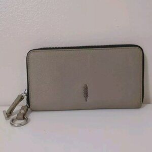 Thacker New York Camila Leather Wallet, Taupe 2-Gusset Zip Around, EUC